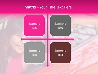 A Woman In A Red Car Holding A Car Key PowerPoint Template