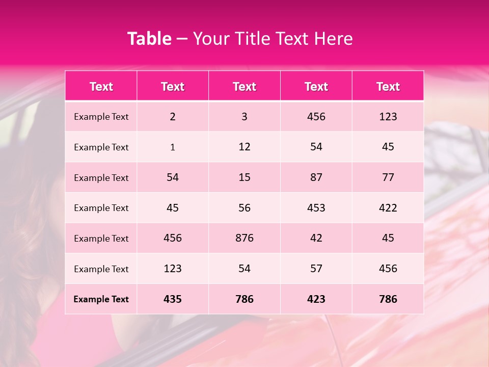 A Woman In A Red Car Holding A Car Key PowerPoint Template