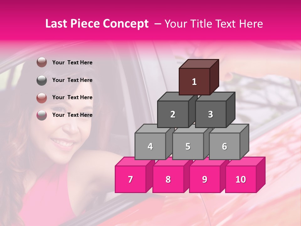 A Woman In A Red Car Holding A Car Key PowerPoint Template