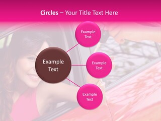A Woman In A Red Car Holding A Car Key PowerPoint Template