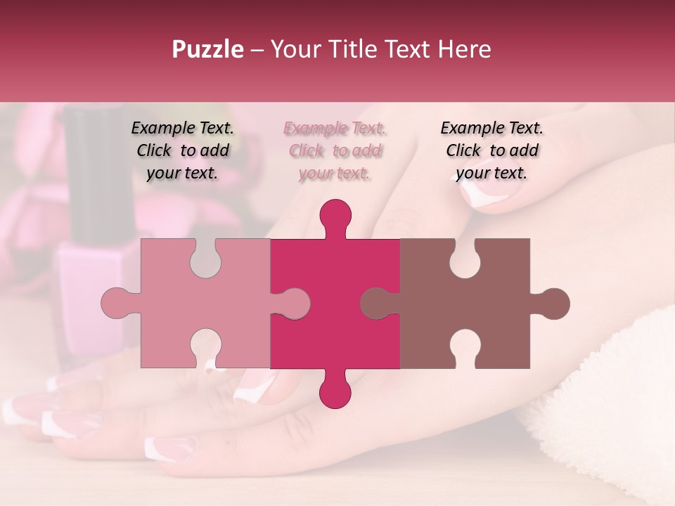 A Woman's Hands With French Manies And A Bottle Of Nail Polish PowerPoint Template