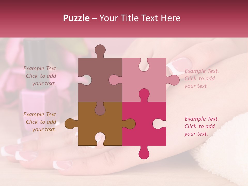 A Woman's Hands With French Manies And A Bottle Of Nail Polish PowerPoint Template