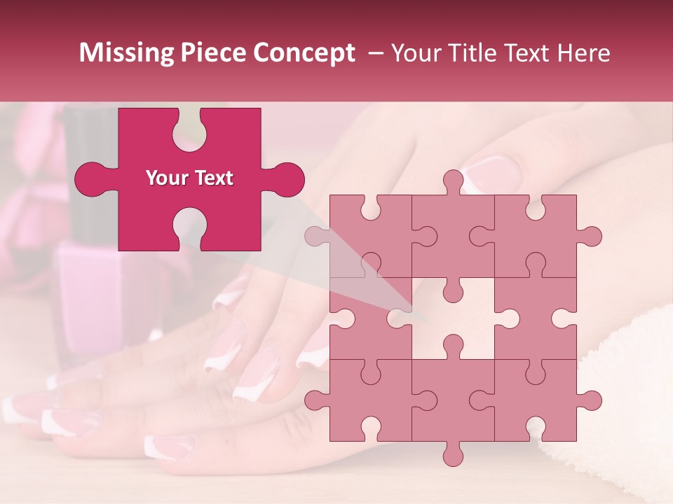 A Woman's Hands With French Manies And A Bottle Of Nail Polish PowerPoint Template