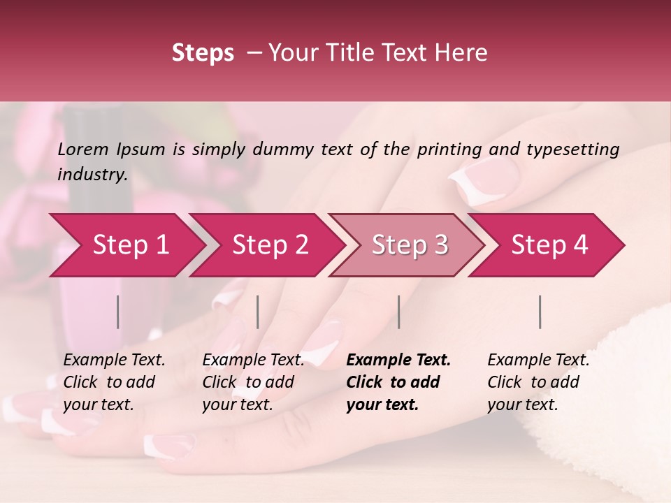 A Woman's Hands With French Manies And A Bottle Of Nail Polish PowerPoint Template