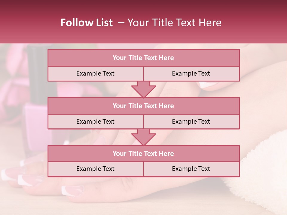 A Woman's Hands With French Manies And A Bottle Of Nail Polish PowerPoint Template
