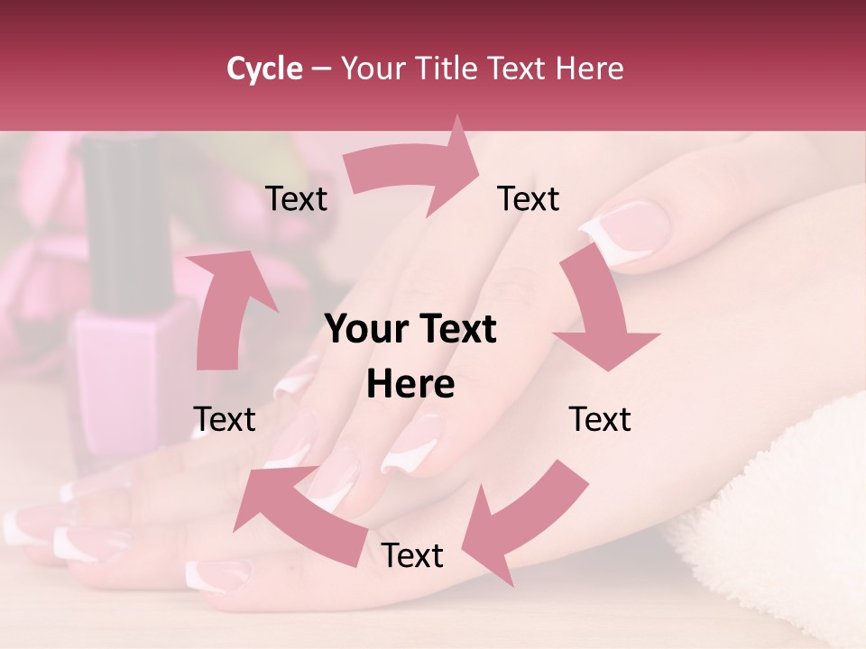 A Woman's Hands With French Manies And A Bottle Of Nail Polish PowerPoint Template