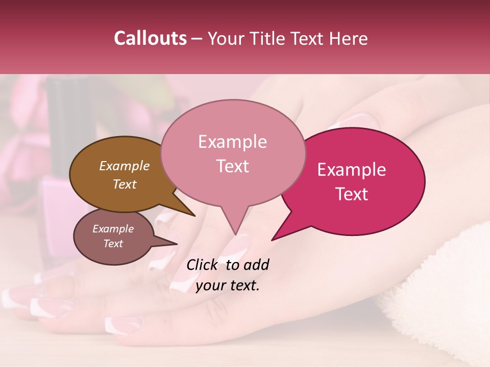 A Woman's Hands With French Manies And A Bottle Of Nail Polish PowerPoint Template