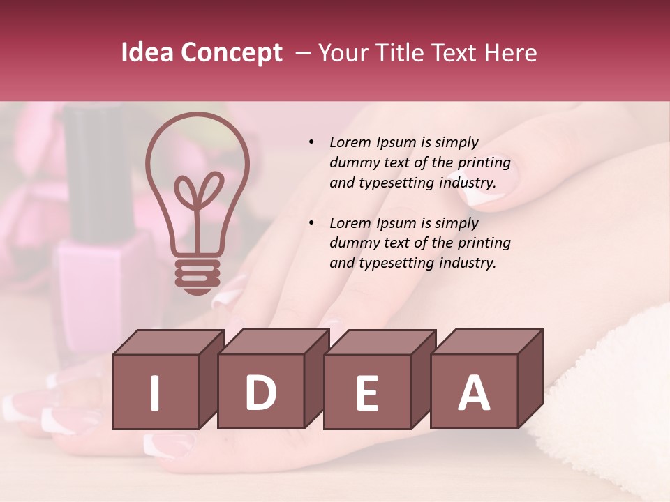 A Woman's Hands With French Manies And A Bottle Of Nail Polish PowerPoint Template