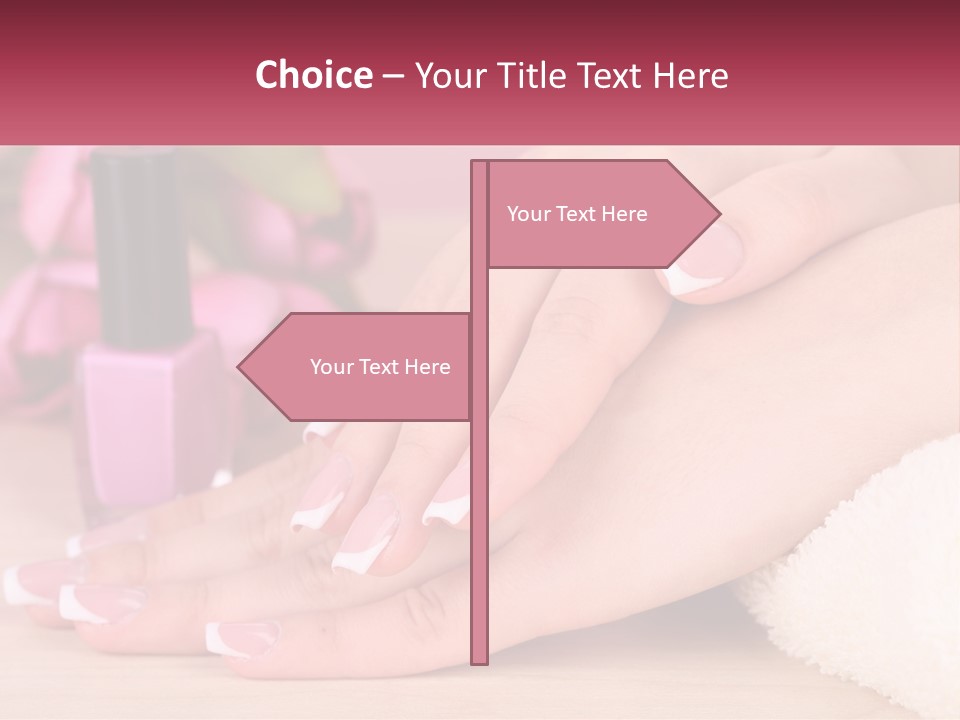 A Woman's Hands With French Manies And A Bottle Of Nail Polish PowerPoint Template