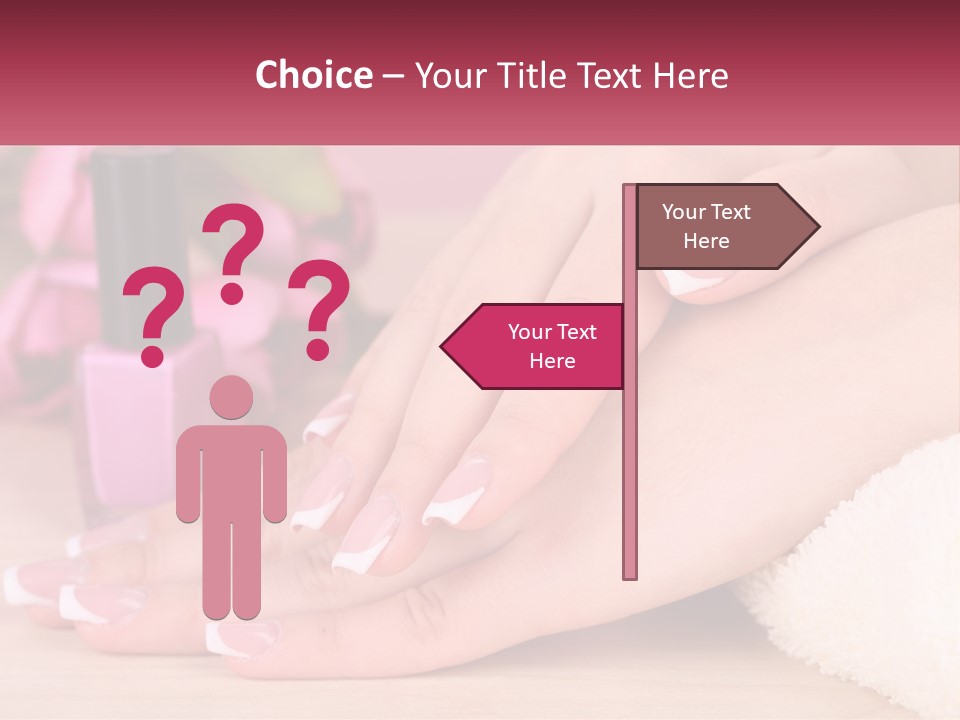 A Woman's Hands With French Manies And A Bottle Of Nail Polish PowerPoint Template