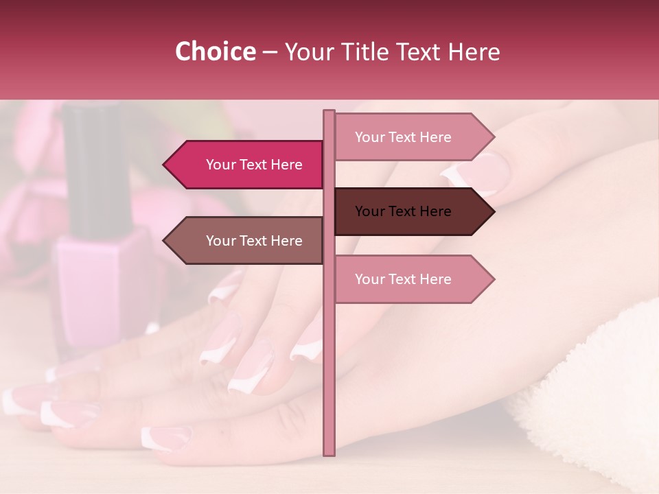 A Woman's Hands With French Manies And A Bottle Of Nail Polish PowerPoint Template