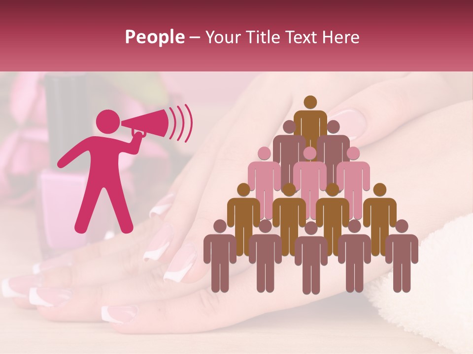 A Woman's Hands With French Manies And A Bottle Of Nail Polish PowerPoint Template