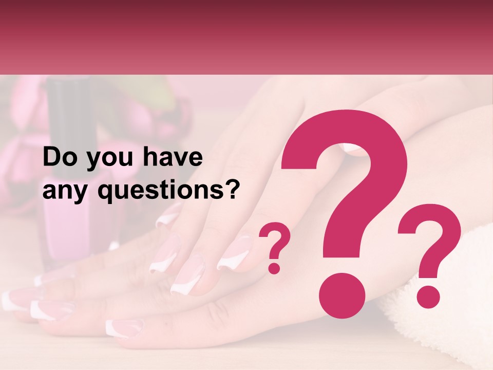 A Woman's Hands With French Manies And A Bottle Of Nail Polish PowerPoint Template