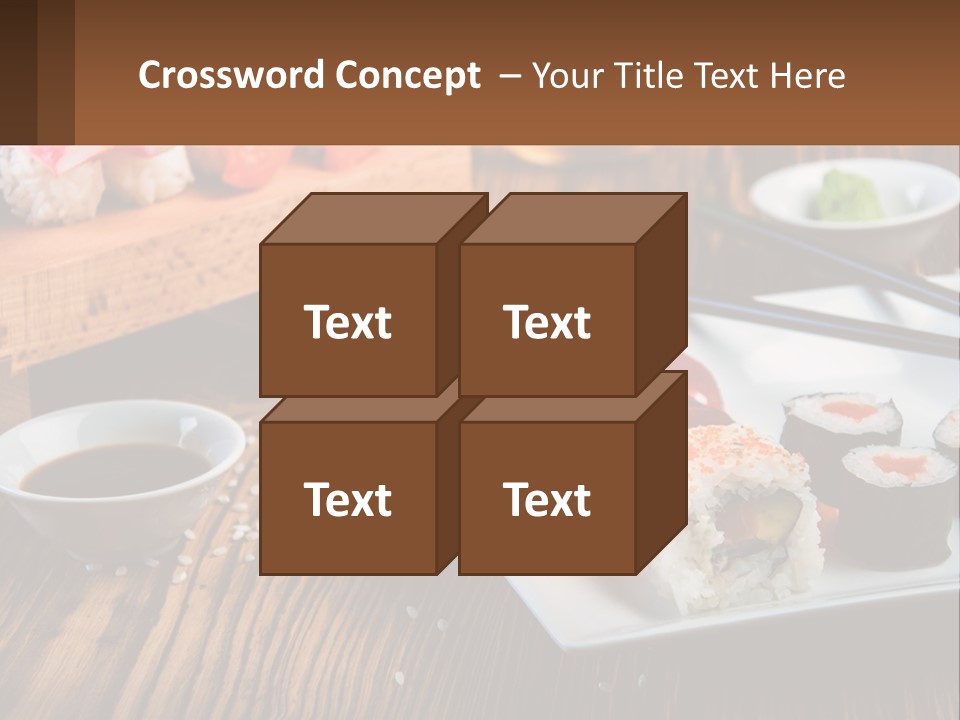 A Plate Of Sushi And Chopsticks On A Table PowerPoint Template