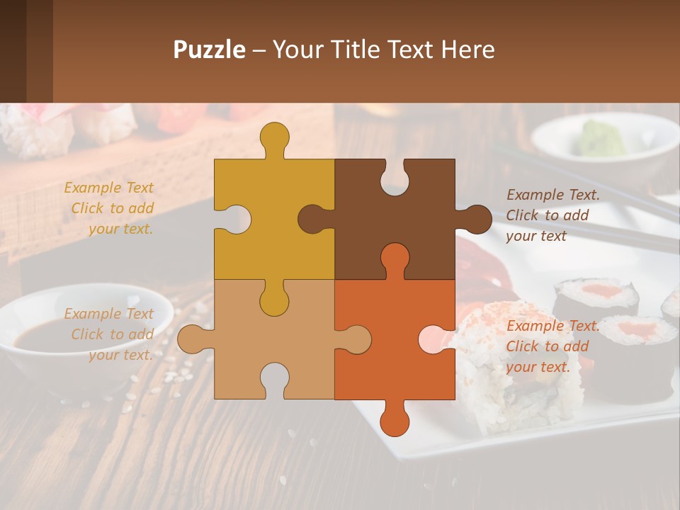 A Plate Of Sushi And Chopsticks On A Table PowerPoint Template