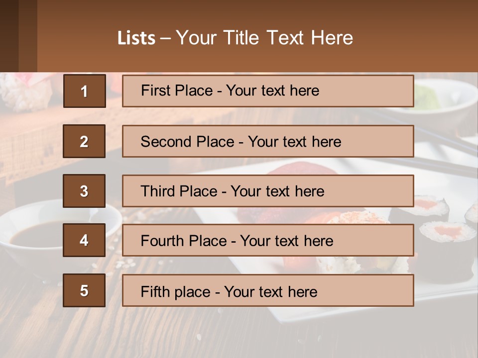 A Plate Of Sushi And Chopsticks On A Table PowerPoint Template
