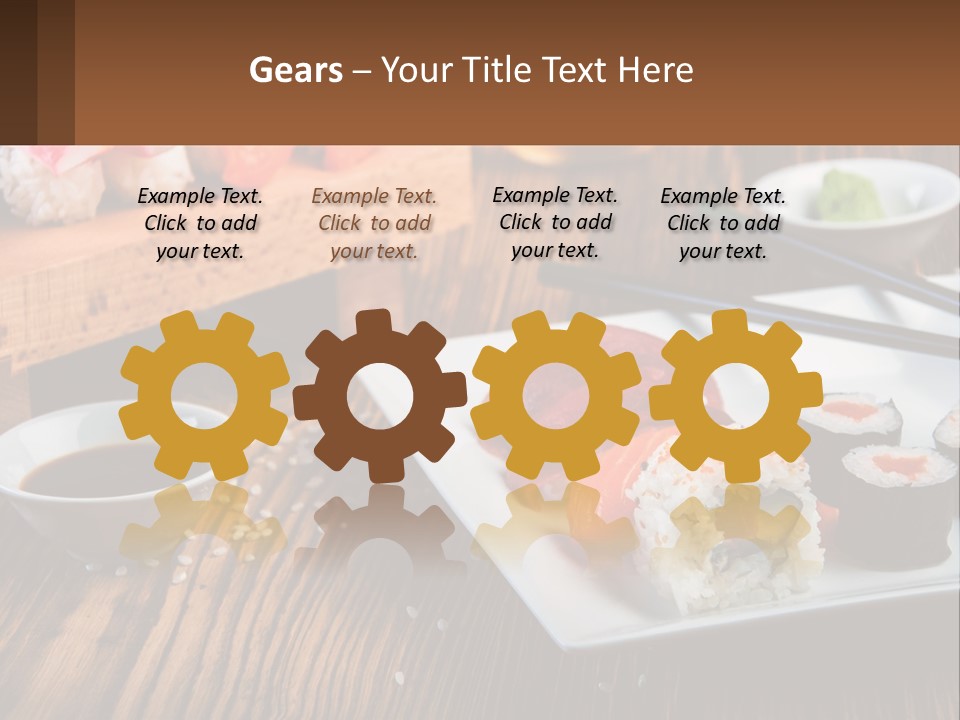 A Plate Of Sushi And Chopsticks On A Table PowerPoint Template