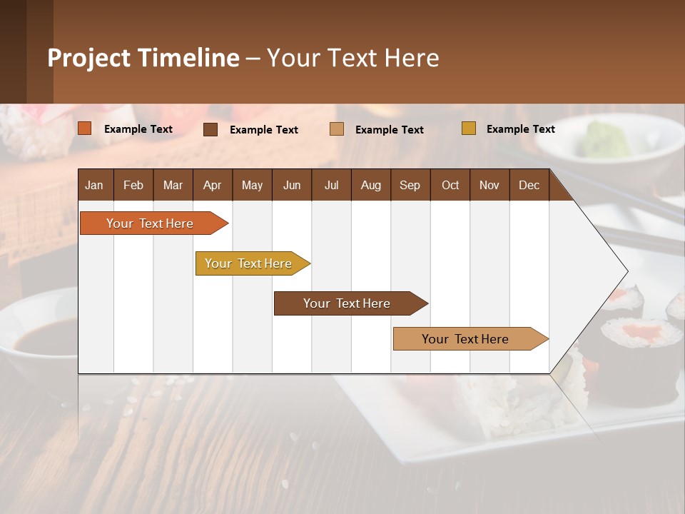 A Plate Of Sushi And Chopsticks On A Table PowerPoint Template