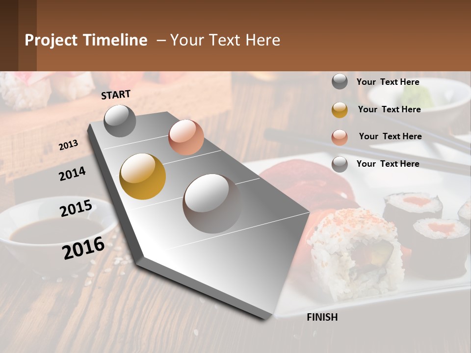 A Plate Of Sushi And Chopsticks On A Table PowerPoint Template