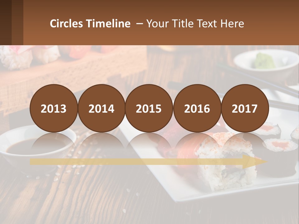 A Plate Of Sushi And Chopsticks On A Table PowerPoint Template