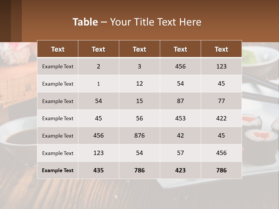 A Plate Of Sushi And Chopsticks On A Table PowerPoint Template