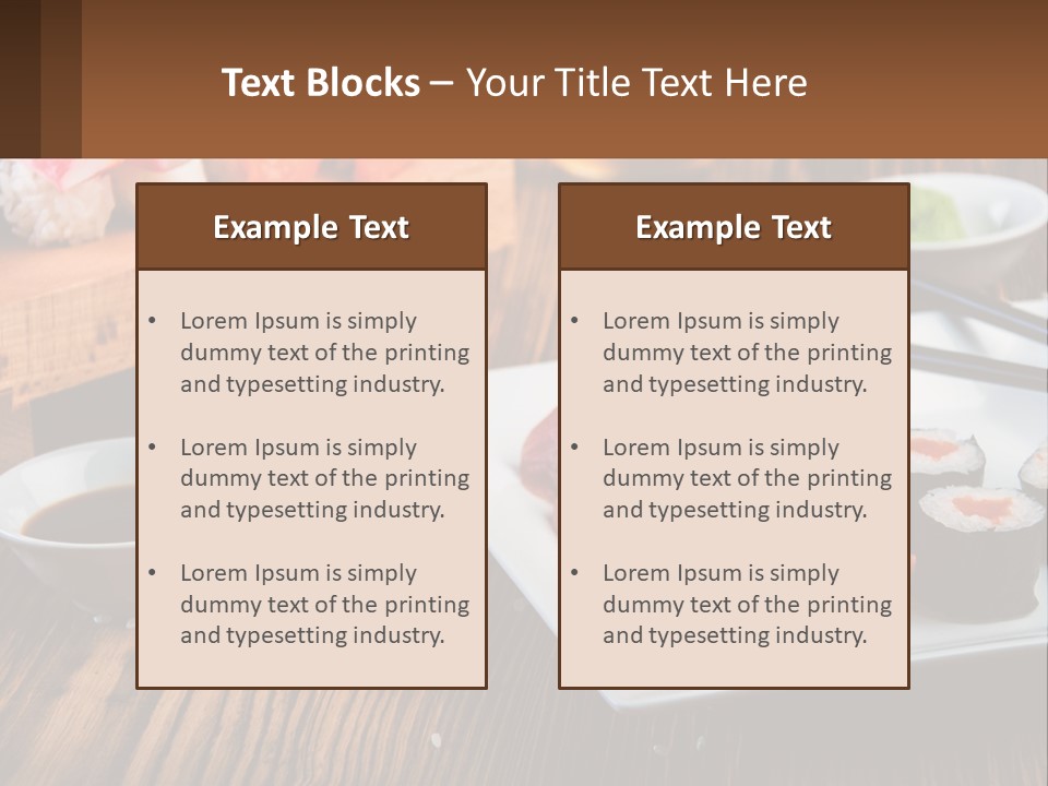 A Plate Of Sushi And Chopsticks On A Table PowerPoint Template