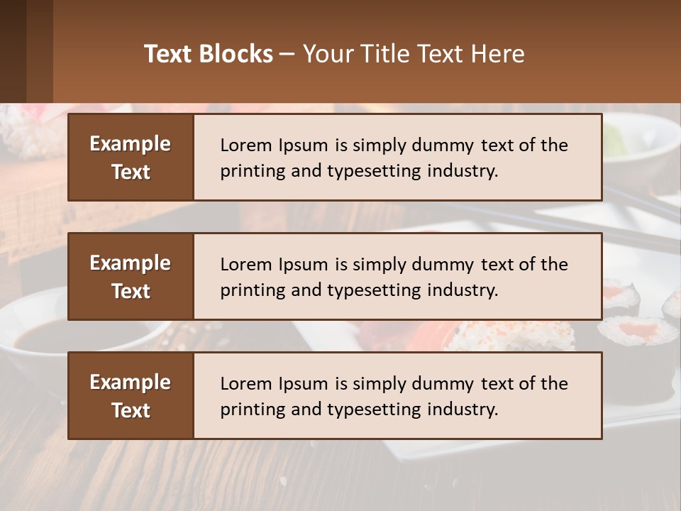 A Plate Of Sushi And Chopsticks On A Table PowerPoint Template