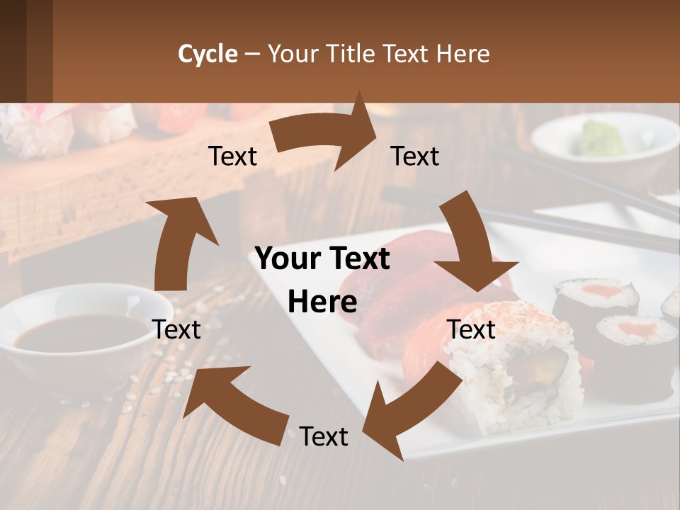 A Plate Of Sushi And Chopsticks On A Table PowerPoint Template
