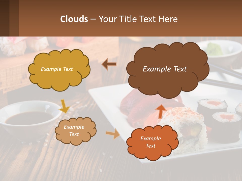 A Plate Of Sushi And Chopsticks On A Table PowerPoint Template