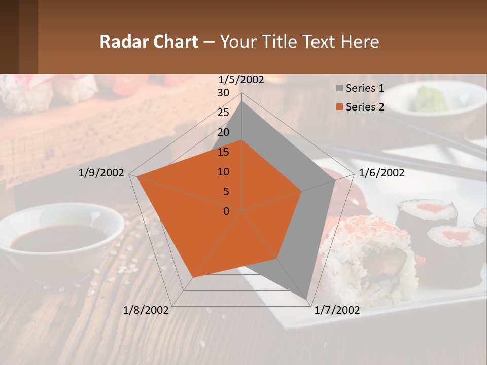A Plate Of Sushi And Chopsticks On A Table PowerPoint Template