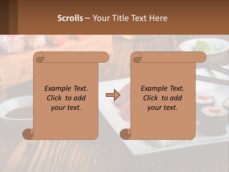 A Plate Of Sushi And Chopsticks On A Table PowerPoint Template