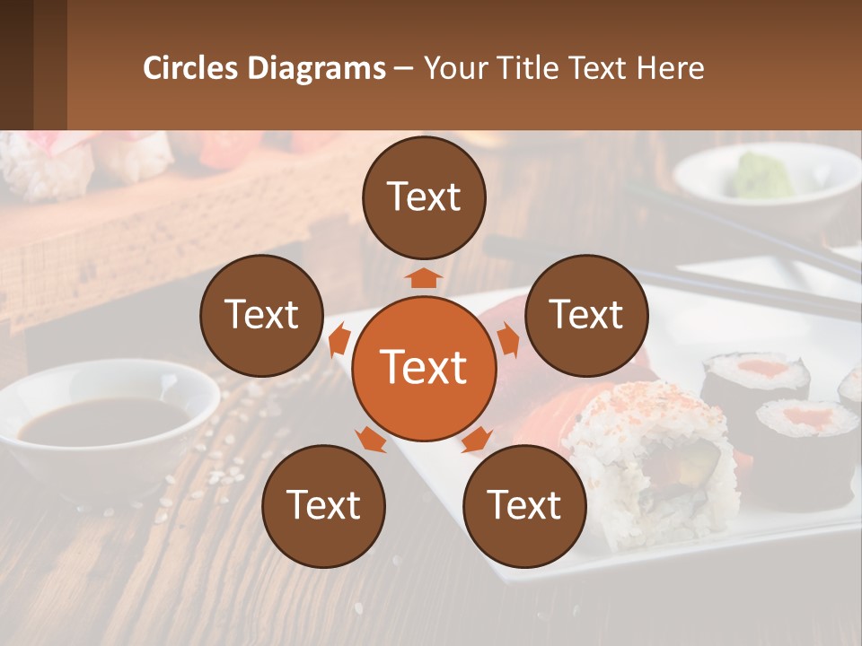 A Plate Of Sushi And Chopsticks On A Table PowerPoint Template