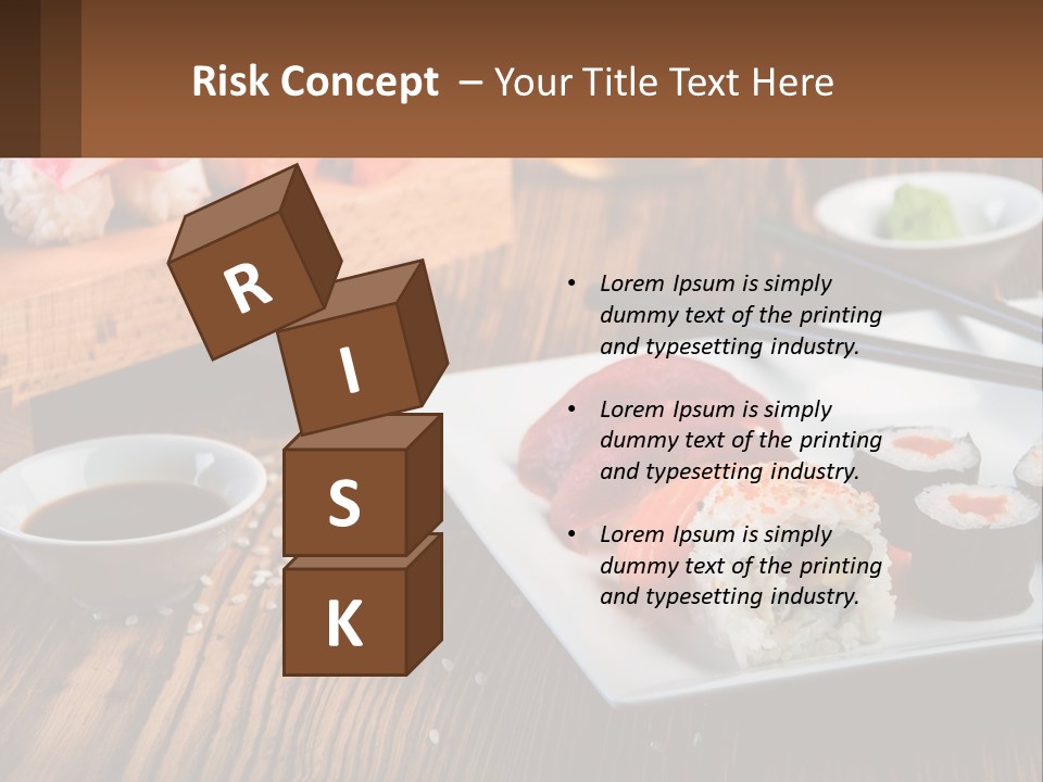 A Plate Of Sushi And Chopsticks On A Table PowerPoint Template