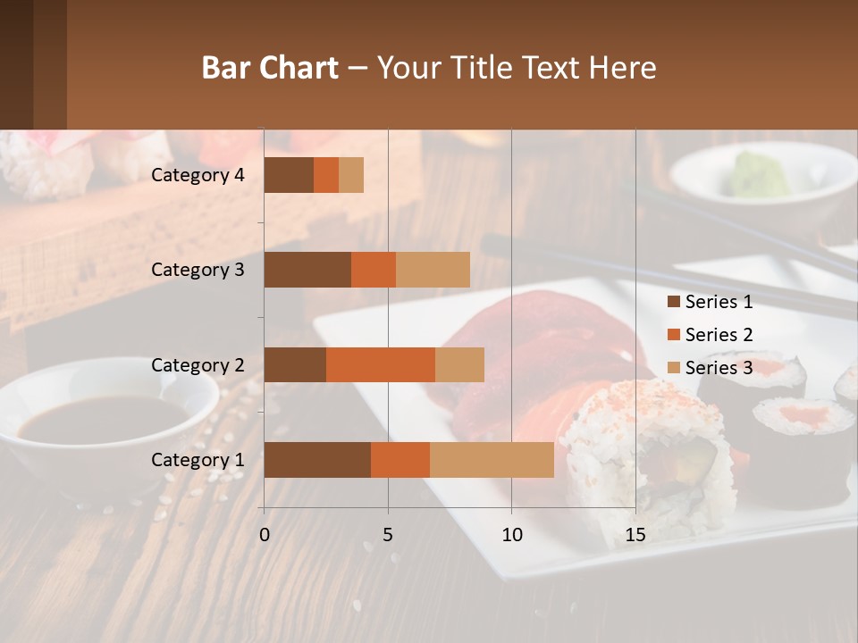 A Plate Of Sushi And Chopsticks On A Table PowerPoint Template
