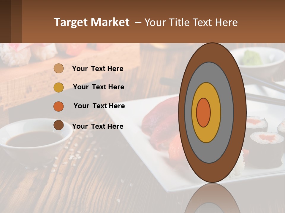 A Plate Of Sushi And Chopsticks On A Table PowerPoint Template