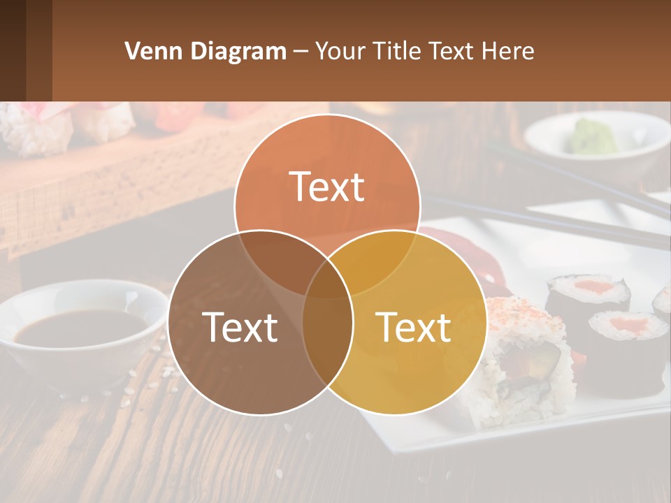 A Plate Of Sushi And Chopsticks On A Table PowerPoint Template