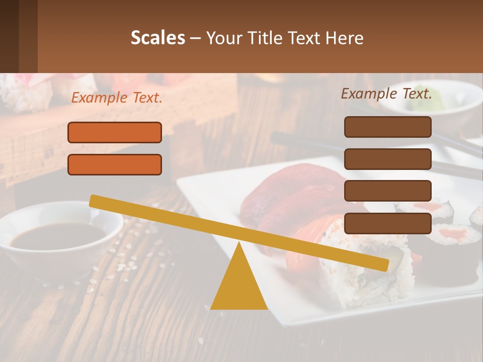A Plate Of Sushi And Chopsticks On A Table PowerPoint Template