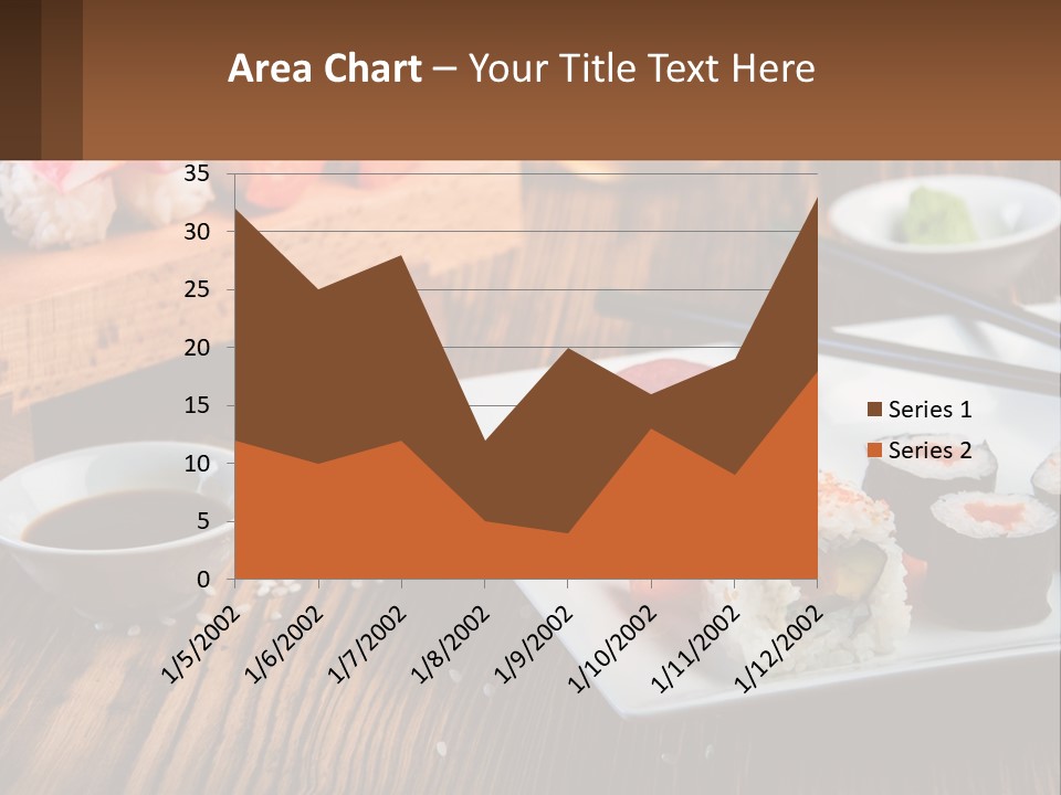 A Plate Of Sushi And Chopsticks On A Table PowerPoint Template