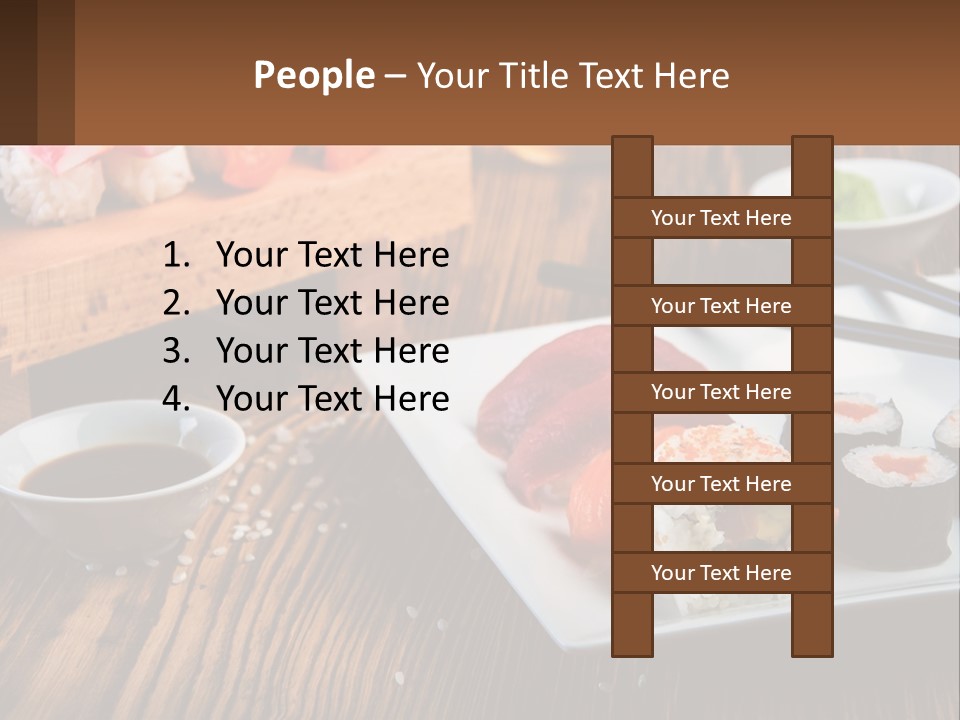 A Plate Of Sushi And Chopsticks On A Table PowerPoint Template