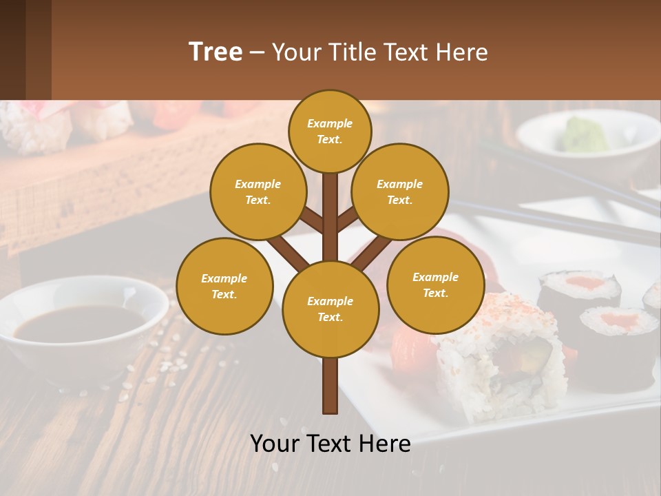 A Plate Of Sushi And Chopsticks On A Table PowerPoint Template