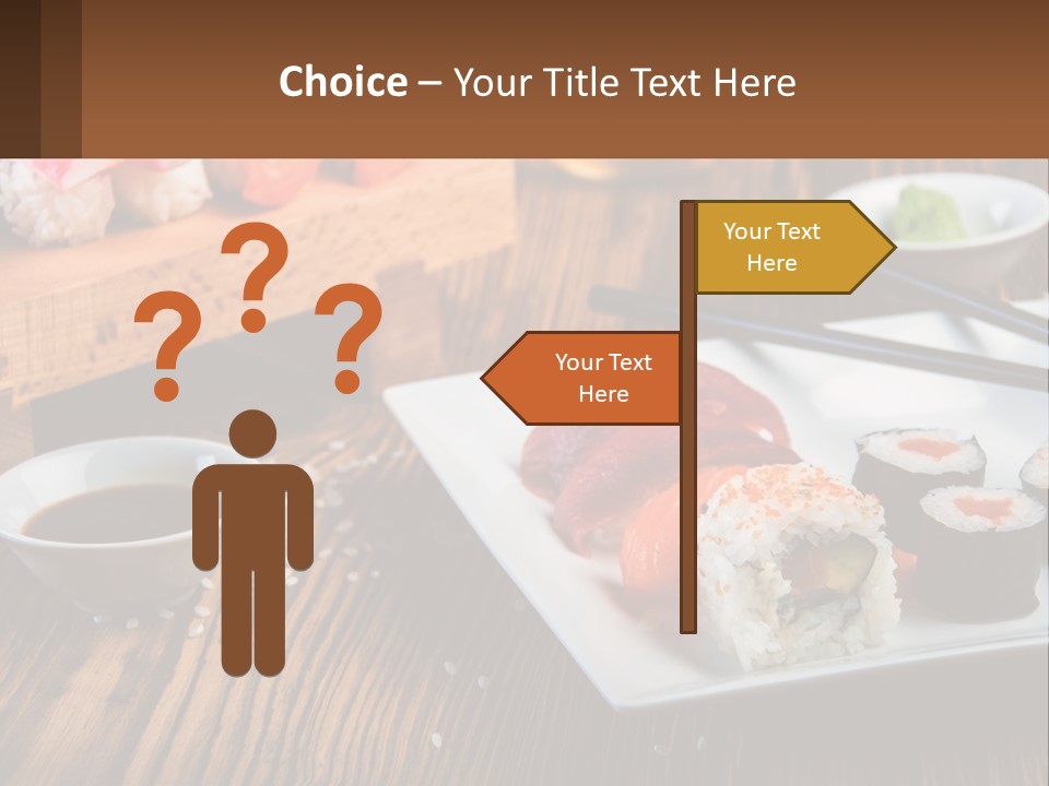 A Plate Of Sushi And Chopsticks On A Table PowerPoint Template