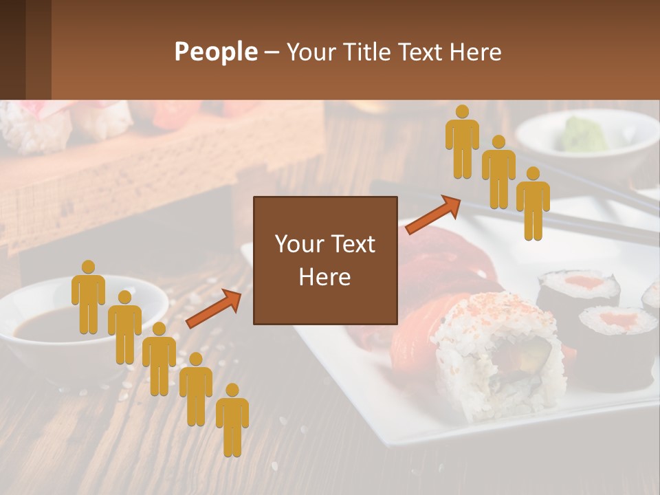 A Plate Of Sushi And Chopsticks On A Table PowerPoint Template