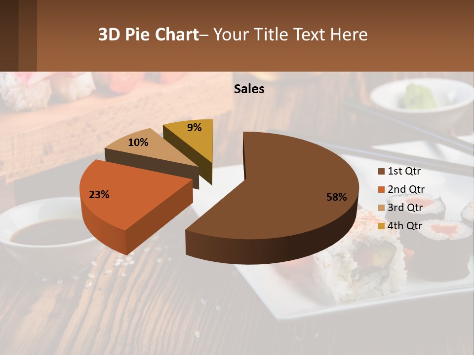 A Plate Of Sushi And Chopsticks On A Table PowerPoint Template