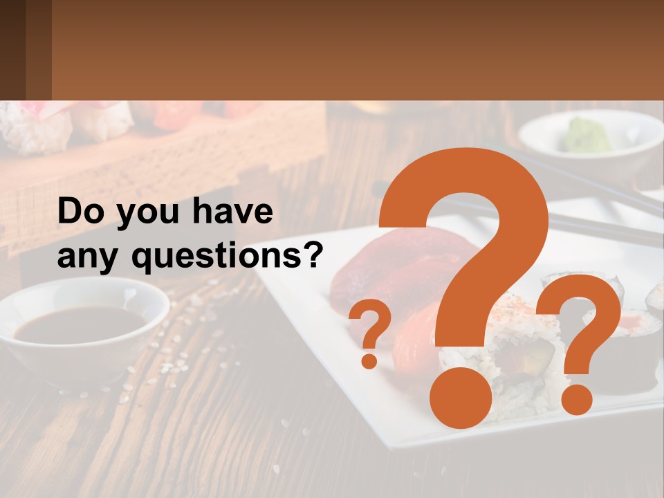 A Plate Of Sushi And Chopsticks On A Table PowerPoint Template