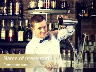 A Bartender Is Pouring A Drink Into A Glass PowerPoint Template