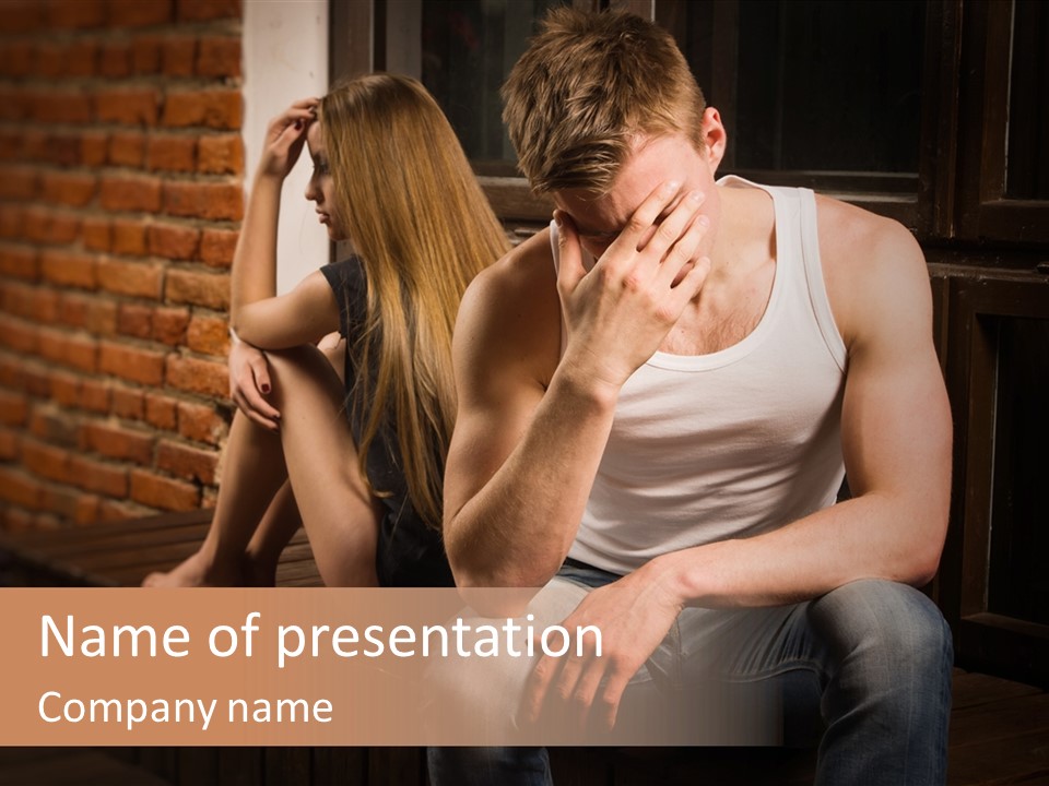 A Man And A Woman Sitting Next To Each Other PowerPoint Template