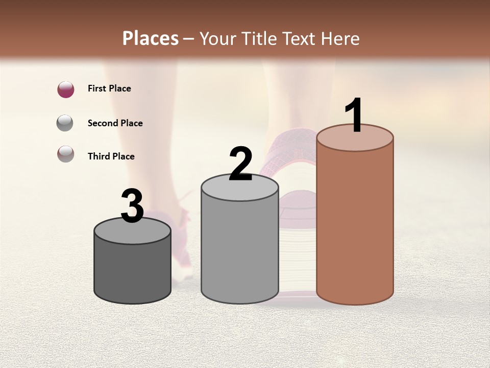 A Woman's Feet Walking Down A Road With A Pink Shoe PowerPoint Template