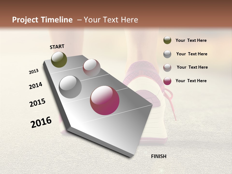 A Woman's Feet Walking Down A Road With A Pink Shoe PowerPoint Template