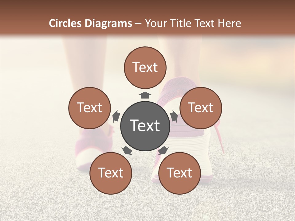 A Woman's Feet Walking Down A Road With A Pink Shoe PowerPoint Template