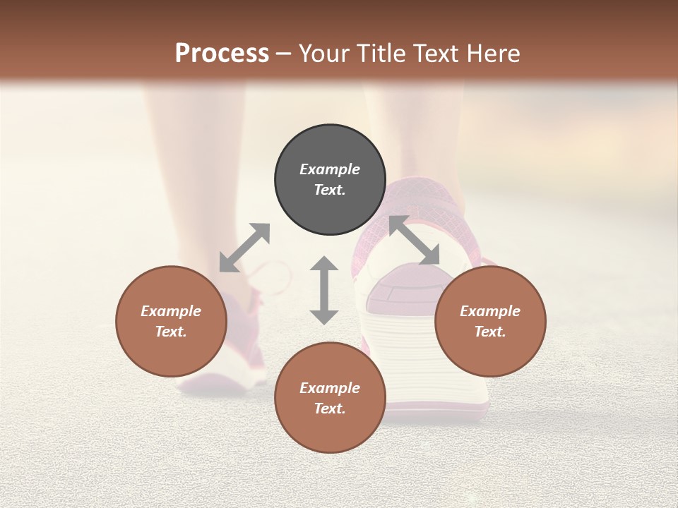 A Woman's Feet Walking Down A Road With A Pink Shoe PowerPoint Template